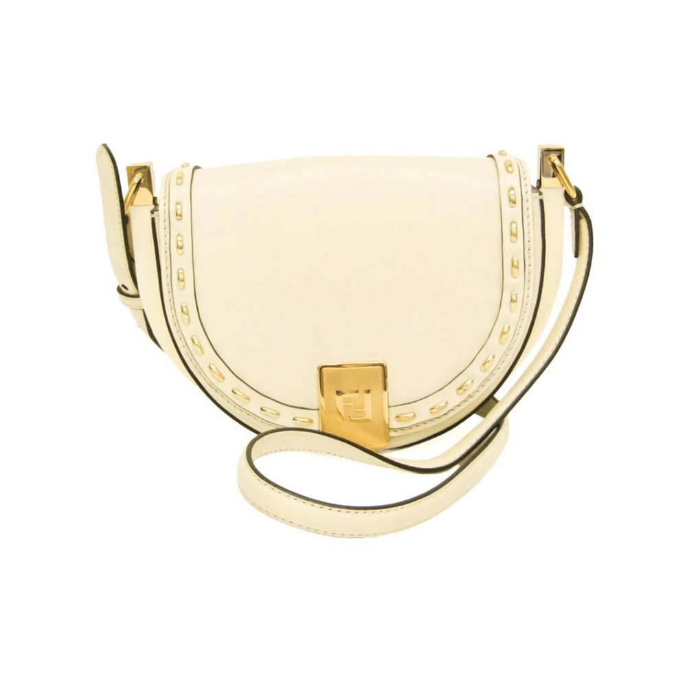 FENDI White Leather Shoulder Bag